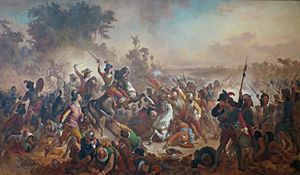 Archivo:Victor Meirelles - 'Battle of Guararapes', 1879, oil on canvas, Museu Nacional de Belas Artes, Rio de Janeiro 2