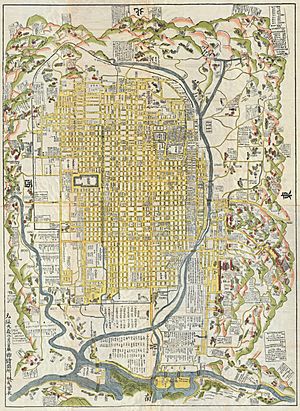 Archivo:1696 Genroku 9 (early Edo) Japanese Map of Kyoto, Japan - Geographicus - Kyoto-genroku9-1696
