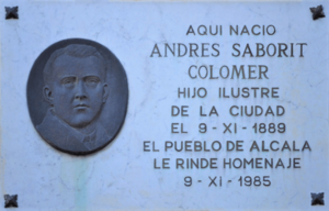 Archivo:Alcalá de Henares (RPS 31-05-2015) lápida dedicada a Andrés Saborit Colomer el 09-11-1985