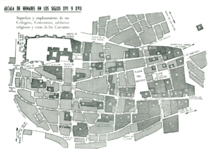 Archivo:Alcalá de Henares (s. XVI y XVII) plano con los edificios principales