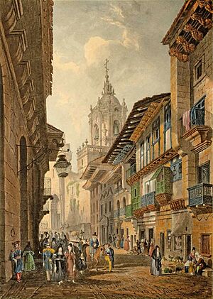 Archivo:Calle Mayor en 1838. Grabado de Henry Wilkinson (cropped)