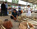 Hand-made rakes for sale. Kashgar market. 2011