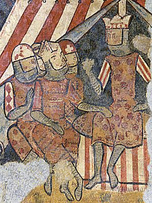 Archivo:Jaime I de Aragón en las pinturas murales de la conquista de Mallorca