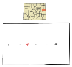 Kit Carson County Colorado Incorporated and Unincorporated areas Vona Highlighted.svg