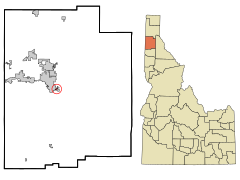 Kootenai County Idaho Incorporated and Unincorporated areas Fernan Lake Village Highlighted.svg