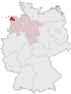Lage des Landkreises Aurich in Deutschland