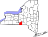 Mapa de Nueva York con la ubicación del condado de Tioga