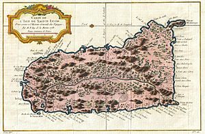 Archivo:1758 Bellin Map of Saint Lucia (Sainte Lucie), West Indies - Geographicus - SaintLucia-bellin-1758