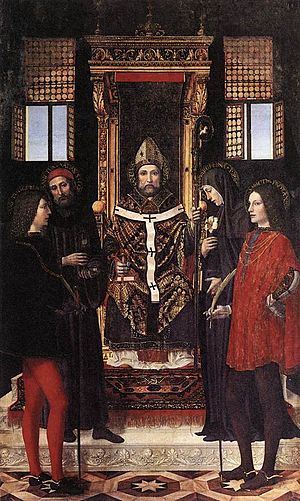 Archivo:Bergognone, Ambrogio — St Ambrose with Saints — circa 1514