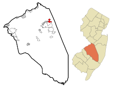 Burlington County New Jersey Incorporated and Unincorporated areas McGuire AFB Highlighted.svg