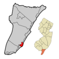 Cape May County New Jersey Incorporated and Unincorporated areas North Wildwood Highlighted