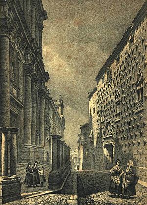 Archivo:Casa de las Conchas (1865) - Parcerisa, F. J. cropped