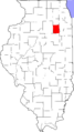 Map of Illinois highlighting Grundy County
