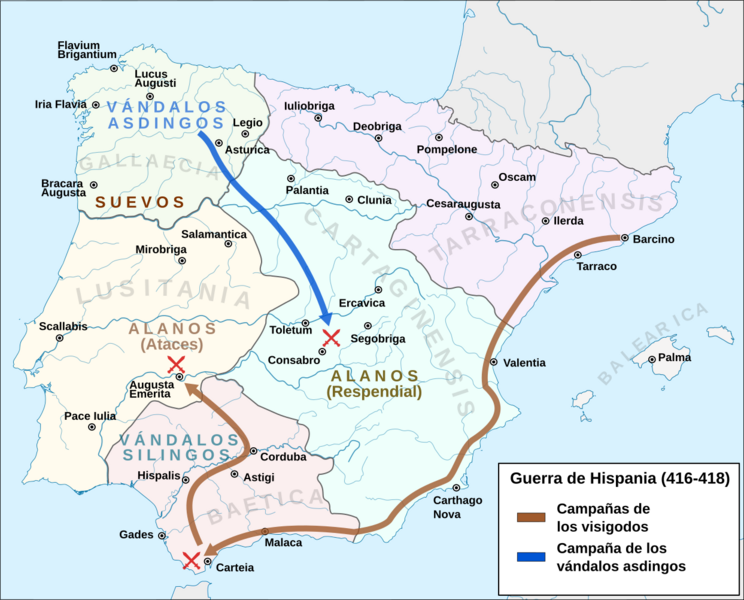 Mapa guerra de Hispania (416-418)