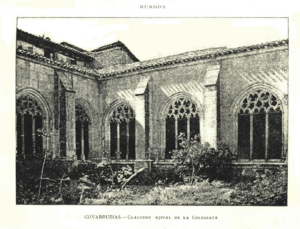 Archivo:Miguel Joarizti (1887) Covarrubias, claustro ojival de la Colegiata