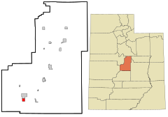Sanpete County Utah incorporated and unincorporated areas Centerfield highlighted.svg