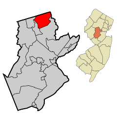 Somerset County New Jersey Incorporated and Unincorporated areas Bernardsville Highlighted.svg