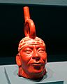 Stirrup spout bottle, portrait head, Moche style, Peru, 100-800 AD, ceramic - Fowler Museum - University of California, Los Angeles - DSC02390