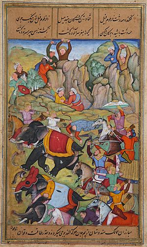 Archivo:Timur defeats the sultan of Delhi