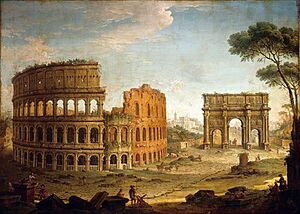 Archivo:Antonio Joli - Rome - View of the Colosseum and The Arch of Constantine - WGA11961
