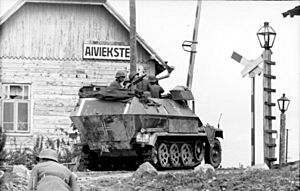 Archivo:Bundesarchiv Bild 101I-209-0063-12, Lettland, Aiviekste, Schützenpanzer vor Bahnübergang