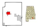 Coffee County Alabama Incorporated and Unincorporated areas Elba Highlighted.svg