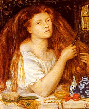 Archivo:Dante Gabriel Rossetti - Woman Combing Her Hair (1865)