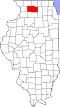 Mapa de Illinois con la ubicación del condado de Ogle