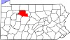 Mapa de Pensilvania con la ubicación del condado de Elk