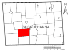 Map of Susquehanna County Pennsylvania highlighting Dimock Township.PNG