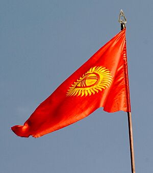 Archivo:Photograph of the flag of Kyrgyzstan