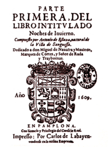 Portada del libro Noches de invierno de Antonio Eslava (1609).png