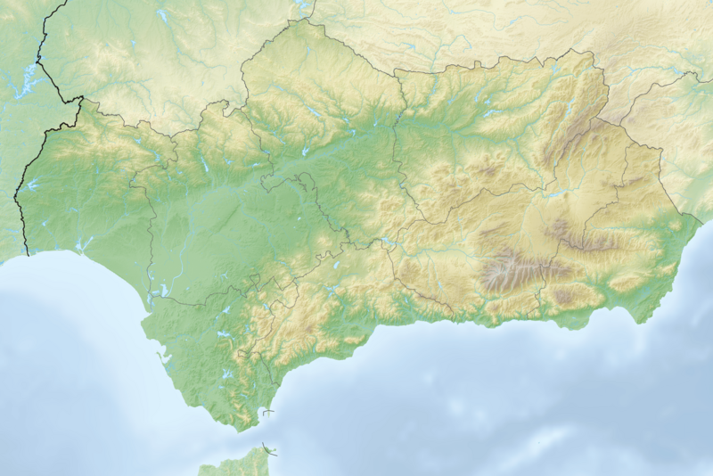 Relief map of Spain Andalusia