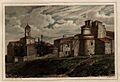 1842-1846, España, obra pintoresca en láminas ya sacadas con el daguerreotipo, ya dibujadas del natural, Vista exterior de las tres iglesias de S. Pedro, Tarrasa, Antonio Roca (cropped)