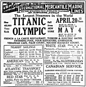 Archivo:19120415 Titanic and Olympic advertisement - The New York Times