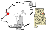 Calhoun County Alabama Incorporated and Unincorporated areas Ohatchee Highlighted.svg