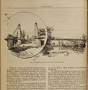 Cantabria, 8.8.1904, Puente colgante de Carandia, dibujo Mariano Pedrero