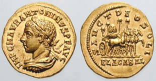Archivo:Elagabalus Aureus Sol Invictus