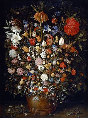 Archivo:Jan Brueghel the Elder - Flowers in a Wooden Vessel - Google Art Project