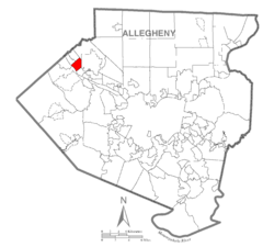 Map of Edgeworth, Allegheny County, Pennsylvania Highlighted.png