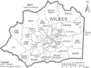 Archivo:Map of Wilkes County North Carolina With Municipal and Township Labels