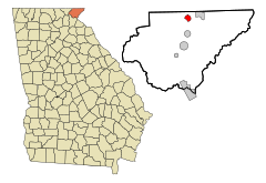 Rabun County Georgia Incorporated and Unincorporated areas Dillard Highlighted.svg