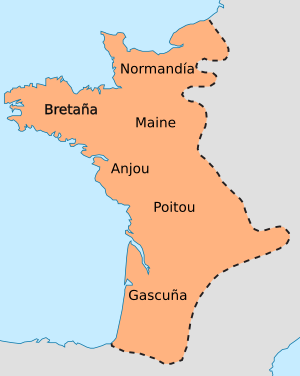 Archivo:Angevin empire in France c. 1200 (simplified)-es