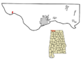 Lauderdale County Alabama Incorporated and Unincorporated areas Waterloo Highlighted