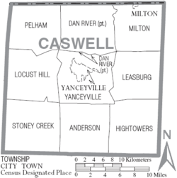 Archivo:Map of Caswell County North Carolina With Municipal and Township Labels