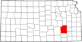 Map of Kansas highlighting Greenwood County