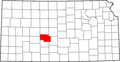 Map of Kansas highlighting Pawnee County