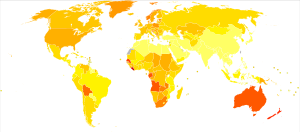 Archivo:Melanoma and other skin cancers world map - Death - WHO2004