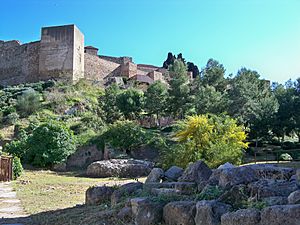 Archivo:Ruins of the Medieval City Walls of Málaga in the Alcazaba 04