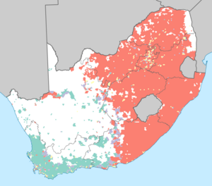 Archivo:South Africa 2011 dominant population group map (hex cells)